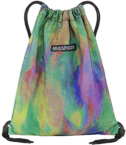 FenFang Mochilas de Cuerdas Pequeña, Bolso Mochila Deportiva Casual, Bolsas de Cuerdas Gimnasio Mujer Hombre, Saco Playa Talega Deporte Escolares con Cordón Gymsack Bolsillo Niños Niñas (Verde)