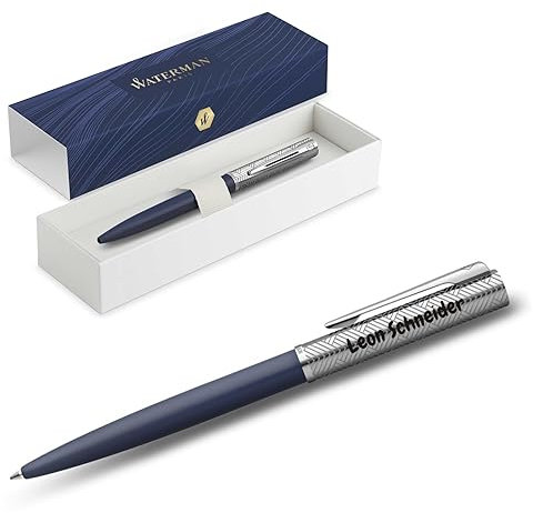 Waterman Allure Deluxe Kugelschreiber mit Gravur | Geschenk für Mann und Frau | inspiriert von Pariser Mode | personalisiert | graviert (Blau, Kugelschreiber)