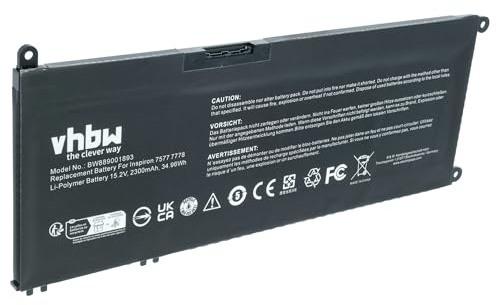 vhbw Akku kompatibel mit Dell N015L3400-D1536CN | N021L3400-D1556CN, N016L3490-D1526CN Notebook (2300 mAh, 15,2 V, Li-Polymer)
