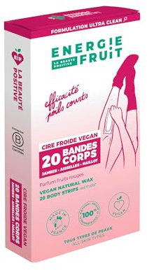ENERGIE FRUIT - Kaltwachsstreifen Vegan – 20 Streifen für den Körper, perfekte Verarbeitung, kurze Haare – Beine, Achseln, Trikot