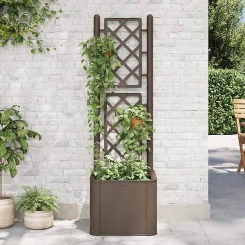 Gecheer Macetas para Flores y Plantas Revestimiento de macetas para Plantas Arriate con Enrejado y Sistema de riego automático Moca,Type 1