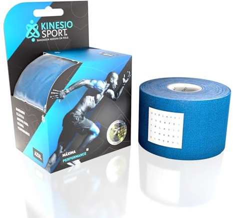 KinesioSport Cinta Kinesiológica 5 cm × 6 m (Kinesiology Tape) – Vendaje Neuromuscular Adhesivo Fuerte 3-5 Días, Resistente al Agua/Sudor, Hipoalergénica Sin Látex – Soporte Deportivo y Alivio Dolor