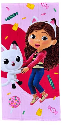 CARTOON Telo mare Gabby's Dollhouse 140 x 70 cm asciugamano in microfibra per bambini piscina spiaggia