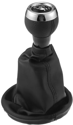 Hihaha Schaltknauf Mit Staubschutz Für Mini Cooper R56 2006-2012 | Schwarz, Silberton, Kunstleder, Kunststoff, Lochdurchmesser 17Mm, Gangzahl 6, Für Mini Clubman R55 07-13