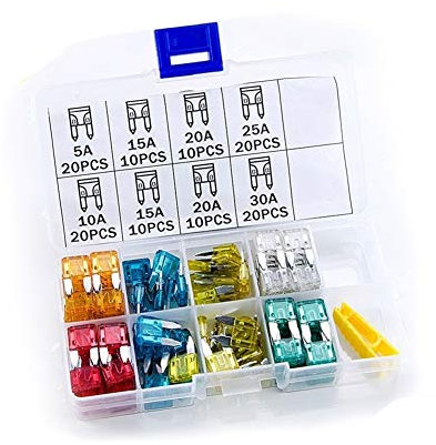 TMP1105 120 STÜCKE Auto Mini Sicherung 5A 10A 15A 20A 25A 30A Ampere mit Box Clip Sortiment Auto Flachsicherungen Set Fahrzeug Boot LKW SUV