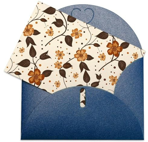 KLOPH Grußkarten mit Umschlägen, Vintage-Stil, braune Blumen, Dankeskarten, niedlich, blanko, Geburtstagskarte, Muttertagskarte, Hochzeit, Weihnachten, Halloween, alle Anlässe, blau-style-3