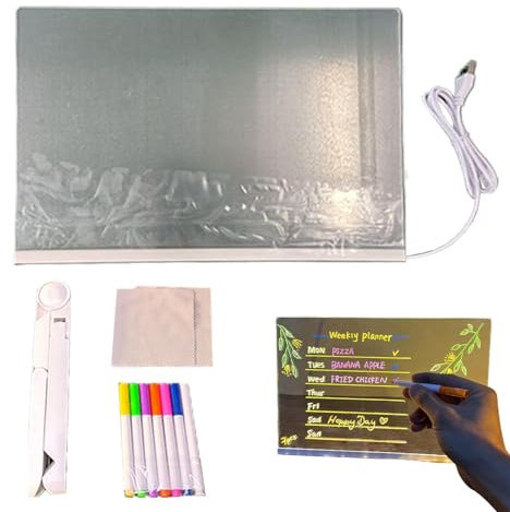 LED-Nachrichtentafel, beleuchtete, trocken abwischbare Tafel - LED-Notiztafel mit Ständer, Acryl-Nachrichtentafel | Leuchtendes Schreibbrett, USB-Plug-in, leuchtendes Zeichenbrett für Hochzeiten, Unte