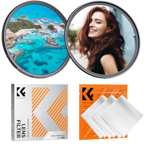 K&F CONCEPT Nano-Klear 72mm Kit de Filtro Black-Mist 1/4 + CPL | Filtro Polarizador CPL + Black Diffusion 1/4 con Nano Revestimiento 3 Paños de Limpieza - FS305