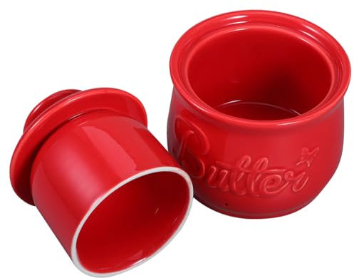 TOPBATHY Tarro De Mantequilla Cerámica Con Tapa Sellada Mantequera Clásica Francesa De Estilo Rústico Contenedor Para Mantequilla y Queso Para Encimera De Cocina