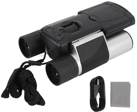 Binocoli 10x25, Binocoli della Fotocamera Digitale Foto 48 MP Registrazione Video 2.5k, Display 2in, Scheda Memoria Integrata, Ingrandimento 8x per Birdwatching, Calcio, Concerti