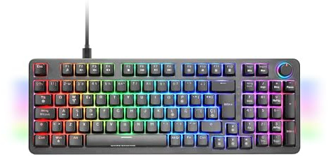 Mars Gaming MKPRO, Teclado Mecánico Gaming Completo, RGB Chroma, Switches Hot-Swap Mecánicos, Antighosting, Rueda de Control, Software Avanzado, Multiplataforma, Switch Azul, Español, Negro