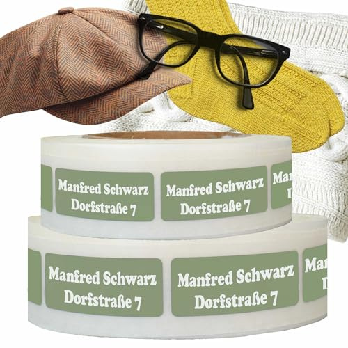 Kiwistar - Namensaufkleber zum Aufbügeln mit Wunschtext - 100 Stück - 5 x 2 cm - grün - Bügeletiketten für Kleidung in Pflegeheim, Seniorenheim & Altersheim - waschfest, personalisierbar, langlebig