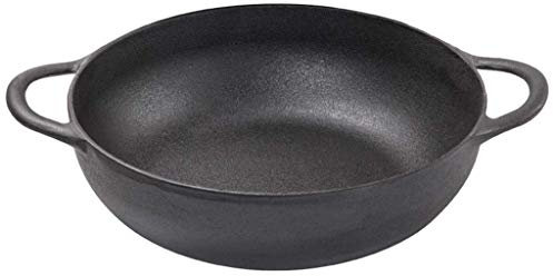 Sartén de hierro fundido antiadherente con 2 asas y tapa gruesa, compatible con cocina de inducción universal, apta para gas e inducción, cacerola
