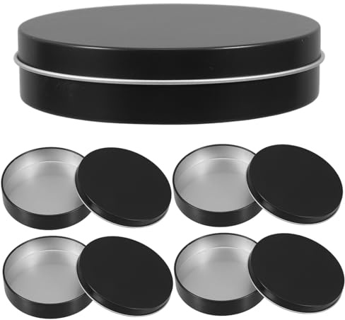 MUCKLILY Metal Tin Candy Storage Box with Lid 90mm x 20mm Portable Round Dessert Game Container 6pcs Pastry Bakery Snack Storage for Travel and Party Use
