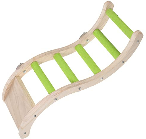 WOONEKY Escalera De Loro De Madera Divertida para Trepar, Tamaño Pequeño, Color Verde, Juguete para Loros y Periquitos, Accesorio para Jaulas De Aves Pequeñas y Medianas