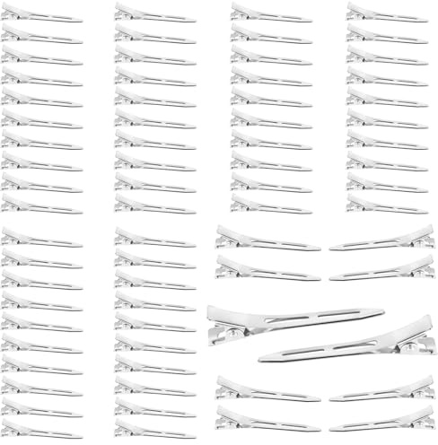 70 Stück 5,5 cm Silberne EnteBill Haarspangen, Positionier aus Legierung Haarclips Damen, Haarclips Damen für Abschlussball, Party, Friseur Salon, DIY