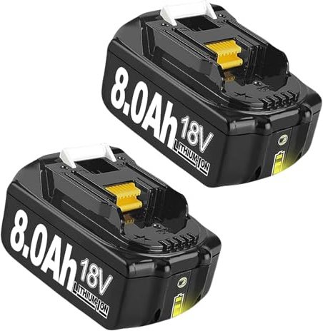 2 Stück 18V 8,0Ah Ersatzakku für Makita Akku 18V BL1860B BL1830 BL1850 BL1845 BL1840 BL1860 Li-Ion Akku Kompatibel mit Makita 18V Elektrowerkzeugen und Ladegeräten mit LED-Anzeiger (2PACK)