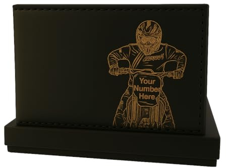 Motocross Engraved Mens Leather Wallet - Personalised Gift, Available with Gift Box