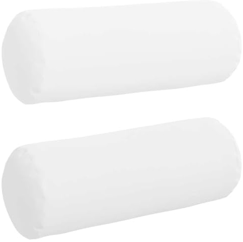 vidaXL Cuscini a Rullo 2 PCS Bianco Ø 25 x 70 cm Tessuto, Cuscini cilindrici Comodi, federe Rimovibili, bolsters Decorativi, Cuscini Multiuso per Soggiorno e Arredamento