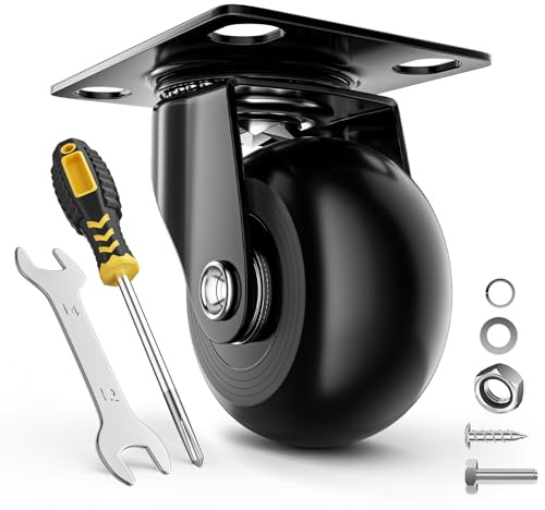 COSYLAND Ruedas para Muebles Pesados 50 mm, Juego de 4 Ruedas Giratorias 360° con Placa, Hasta 300 kg, No Dejan Marcas, para Transporte y Movimiento de Muebles, 4 Ruedas sin Freno, Negro