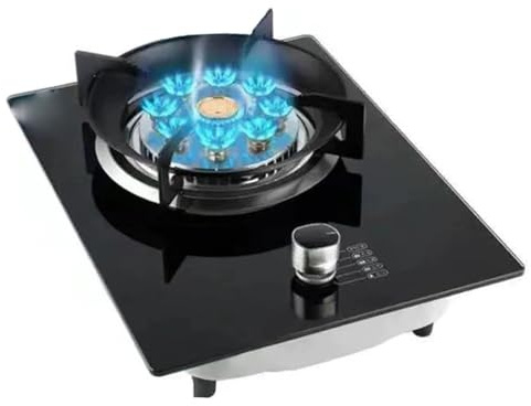THEGA Cucina A Gas da 5,2 KW A 9 cavità - Piano Cottura A Gas Propano con Bruciatore Singolo, Piano Cottura in Vetro Temperato, per Cucina Domestica, Campeggio(NG)