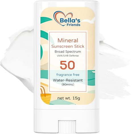 Bâton solaire minéral SPF 50 pour enfants à l'oxyde de zinc Protection large spectre waterproof, format voyage respectueux des peaux sensibles