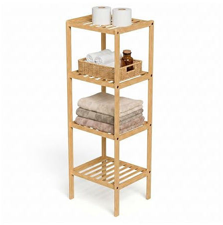 Amig - Étagère en Bambou pour Salle de Bain Mod. BAM - 4 Niveaux - Fabriquée en Bambou - Design à Lames - pour Entrée, Salon, Cuisine, Balcon - 37 x 33 x 110 cm
