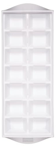 KitchenCraft Vassoio per cubetti di ghiaccio a rilascio facile, vassoio impilabile per congelatore, plastica, 32 x 12 cm (12,5 x 4,5), bianco