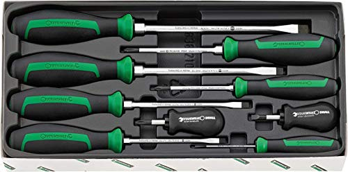 Stahlwille 96469315 DRALL+ Set of Screwdrivers, 9 Piece Set, Includes Screwdrivers for Slotted Screws, Electrician, Carburettor and Cross Head Screwdrivers, Industrial-Grade, Made in Germany