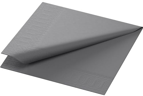 Duni Cocktail-Servietten 3lagig Zelltuch Uni granite grey, 24 x 24 cm, 250 Stück