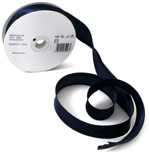 Inastri 25/5/5 mm azetatsatin snedband, marinblått 2050