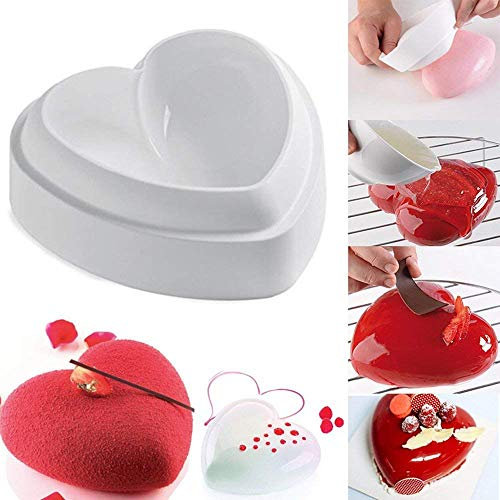 ZHONGXIN Moule de GâTeau en Forme de Coeur d'amour,3D Moulle à Gâteau Silicone Forme d'amour Décoration de Gâteaux DIY Moule pour Anniversaire Saint Valentin Pâques,RéUtilisable Non Collant Security