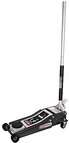 KS TOOLS - 163.0368 – Hydraulischer Wagenheber, extra niedrige Rolle, Stahl Ultimate, 3 t – Doppelkolbenpumpe – 4 Räder – Pedal für Anfahrt – einfache Handhabung – Heben von Autos, SUV, Transporter,
