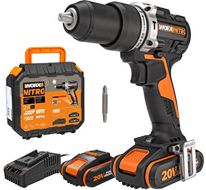 WORX WX352 Nitro 20V PowerShare Brushless Cordless Impact Drill 13mm 60Nm | 20V brushless impact drill; 60Nm torque; 13mm chuck; built-in LED light