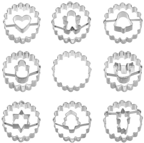 Linz Formine Biscotti Natalizie, 9pz Linz Tagliabiscotti Natalizi Set, Stampini Forme Biscotti Natale, Tagliapasta per Biscotti Bakeware Fondente Torta Paletta - Acciaio Inox