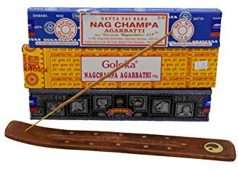 AMAHOFFs Die TOP 3 Goloka, Satya Nag Champa, Superhit Räucherstäbchen, beliebtesten Sorten mit Stäbchenhalter