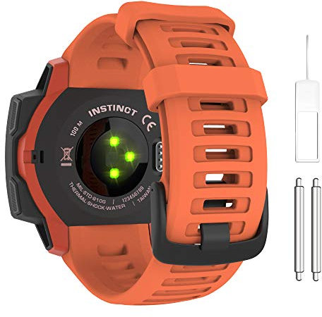MoKo Cinturino Compatibile con Garmin Instinct/Instinct Solar/Tactical/Instinct 2 Smartwatch GPS, 22mm Braccialetto Sportivo di Ricambio in Silicone Morbido, Rosso Fiamma