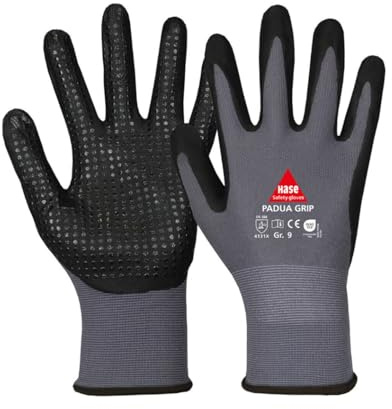 Hase Montagehandschuh Padua Grip, aus Nylon Feinstrick, trilnoppung an Handinnenflächen und Fingerkuppen, 3/4 Nitril Schaum Beschichtung, dies bietet eine hohe Weiterreißfestigkeit (10, 8)