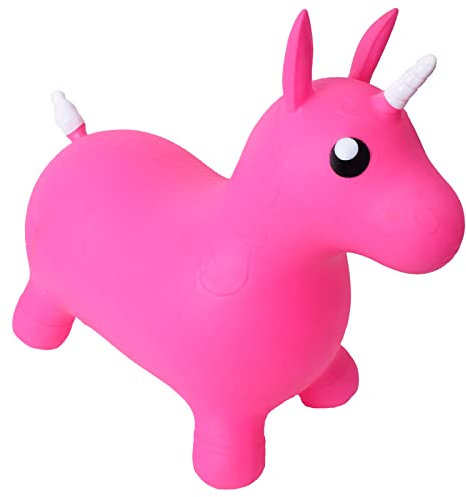 TE-Trend B-Ware Hüpftier Rosa Einhorn Pferde Spielzeug Hüpfpferd Hüpfball Unicorn Pferd zum draufsitzen und hüpfen mit weißem Horn und Schweif in Pink