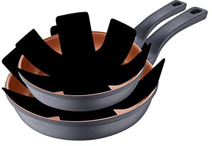 San Ignacio Bronze | Set di Padelle | Set di 2 Pezzi da 20 e 28 cm di Diametro e Proteggi Padelle | Prodotti con Alluminio Pressofuso | Padelle Antiaderenti | Per Tutti i Tipi di Piani Cottura