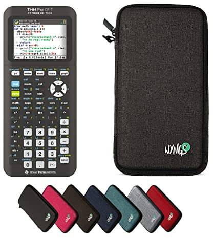 TEXAS INSTRUMENTS CALCUSO Sparpaket: TI 84 Plus CE-T Python Edition Grafikrechner + WYNGS Schutztasche dunkelgrau + Erweiterte von CALCUSO