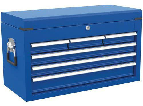 Horison Industries Metal Tool Chest 22 Kg - 6 Lockable Storage Drawers - Easy To Carry With Padded Handles On Each Side - Steel Workshop Chests - Max Load Per Drawer 15 Kg - With 2 Keys 660x378x307 mm