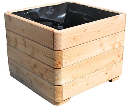 Gartenwelt Riegelsberger Pflanzkasten Mammut 50x50x39 cm Lärchenholz Natur | Massiver Blumenkasten & Blumentopf | Pflanzkübel, Kräutertopf & Balkonkasten | Fertig montiert