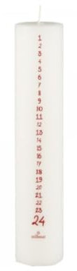IB Laursen Weihnachtskerze 1-24 Weiss m/roten Zahlen, H: 25 Ø: 5
