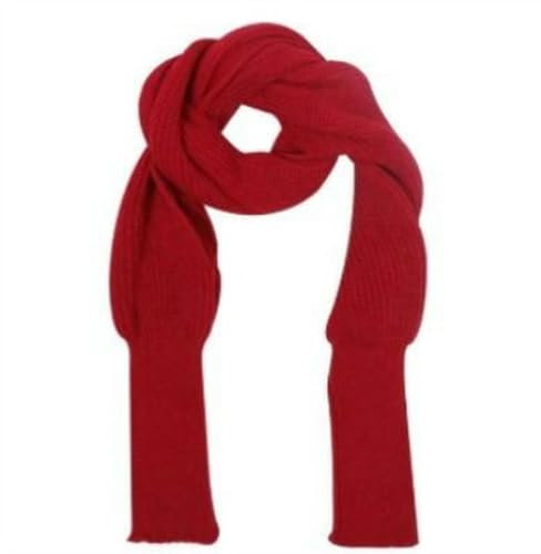CABULE Europäischer Stil, Winter-Damen-Langschal mit Ärmeln, gestrickte Wollschals für Damen, dick, warm, lässig, hochwertig, Weinrot