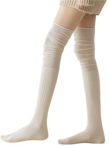 Kabelife Damen Mädchen Overknee Strümpfe Überknie Kniestrümpfe Baumwolle Strümpfe Lange Gestrickte Socken Oberschenkelhohe Socken