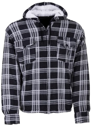 Henry Terre Veste de bûcheron pour homme - Veste à capuche - Veste de travail en flanelle - Veste thermique à carreaux - Doublure