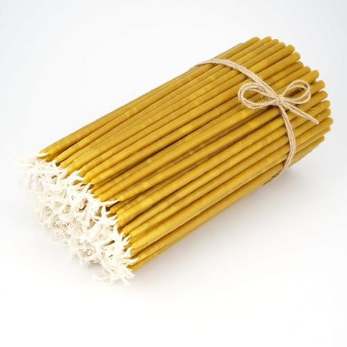 BlessedMart Orthodoxe Kerzen aus reinem Bienenwachs, dünne kirchliche Spitzen, handgefertigt, handgetaucht, natürliches Honigaroma (300, Höhe: 22 cm), Orthodox Candles