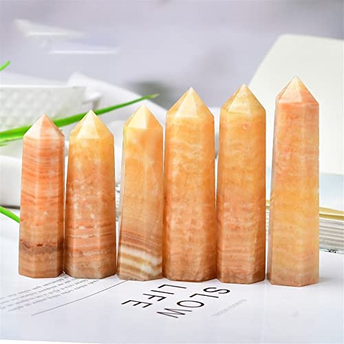RVBLRDSE Natural Calcite Point Crystal Stone Hexagonal Wand Pillar Tower Home Decor Craft DIY Gift Crystal Specimen