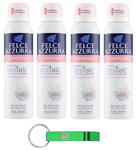Felce Azzurra - Deodorante Spray Comfort con formula IdraTalk Efficacia 48 ore, senza macchie - con latte idratante da 150 ml + portachiavi Beni Culinari